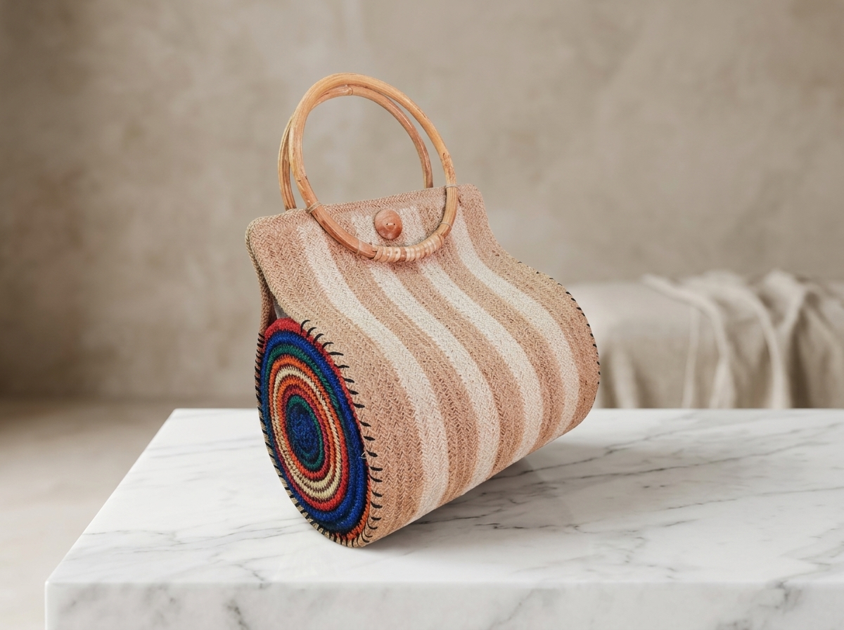 Floral Harmony Handmade Jute Handbag