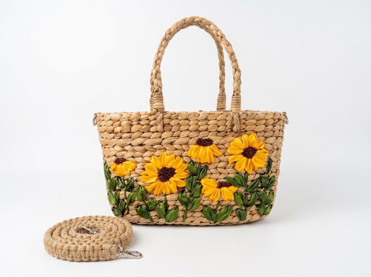 Embroidered Straw Handbags