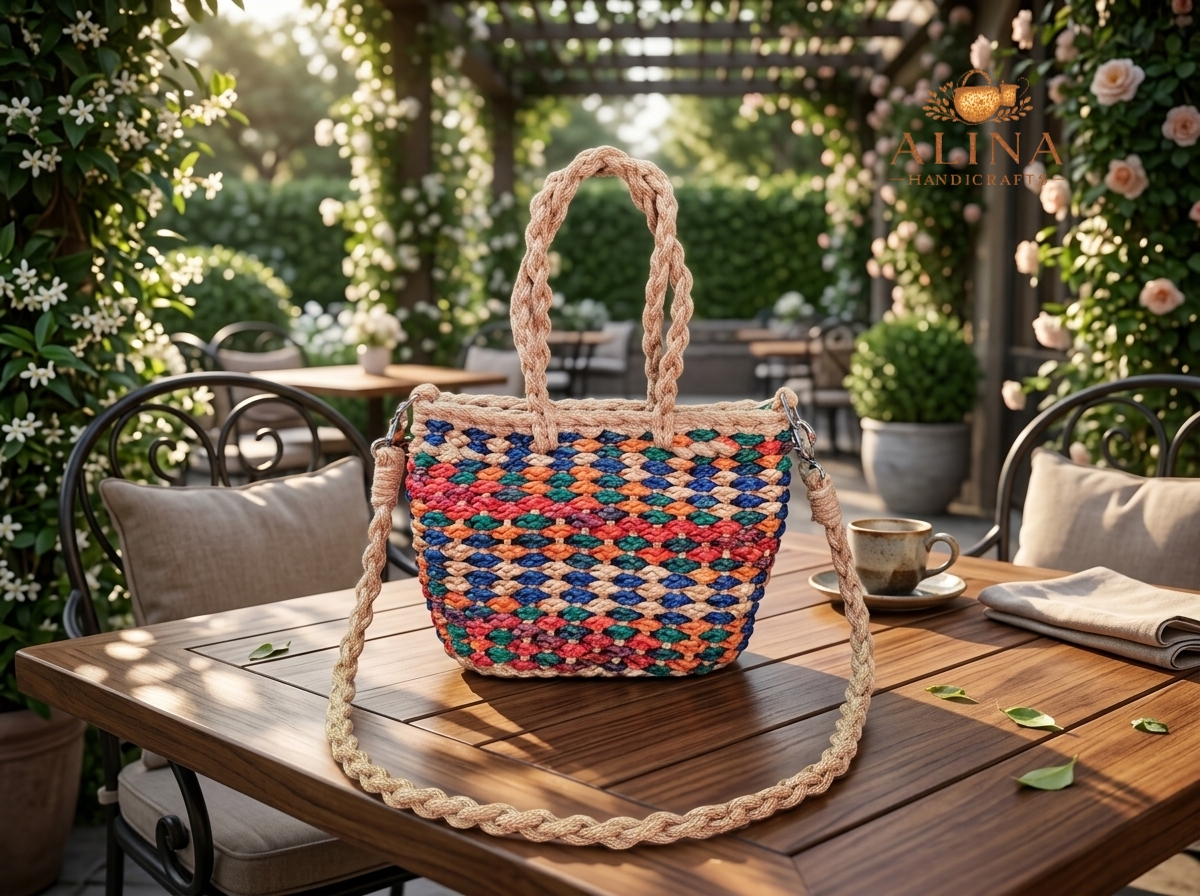 Embroidered Straw Handbags