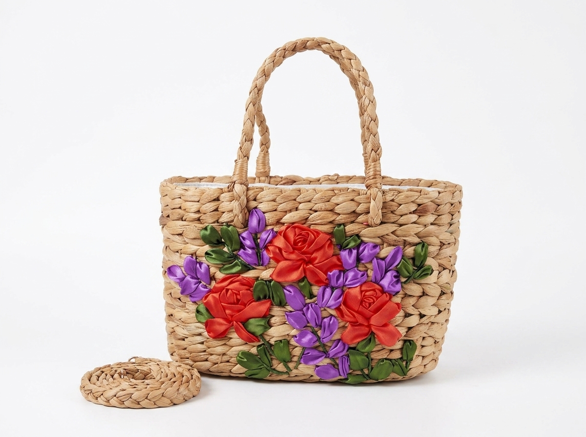 Embroidered Straw Handbags